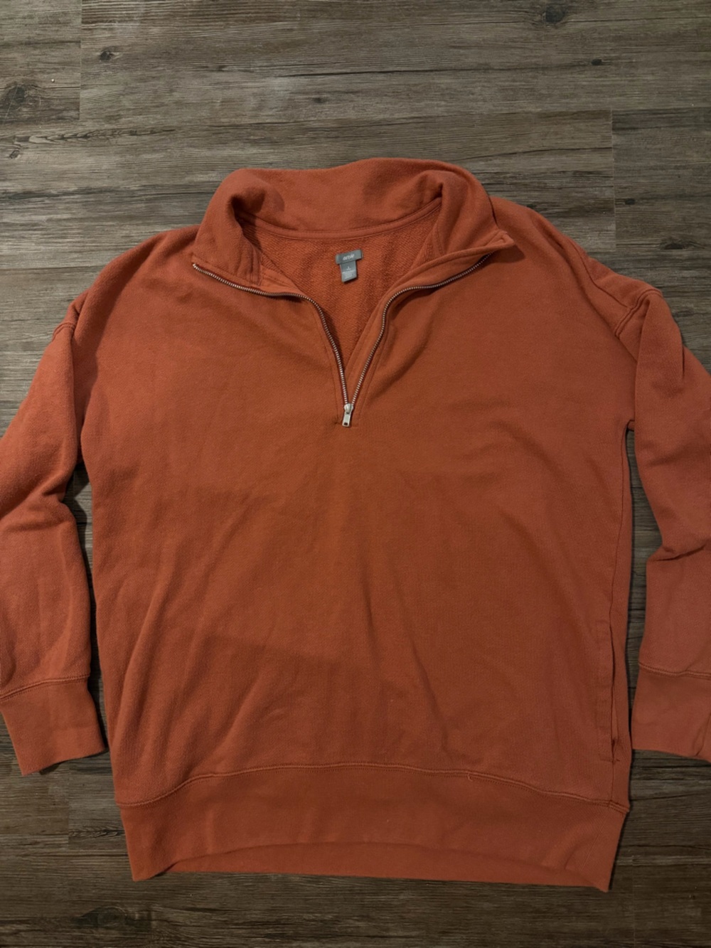 Rust Orange Half-Zip Pullover Sweatshirt